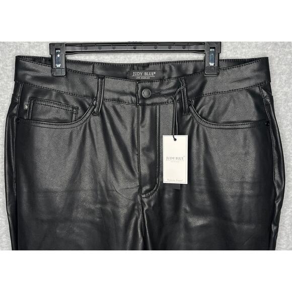 Judy Blue women’s faux leather black pants straight leg high rise 16W NWT - Picture 3 of 8